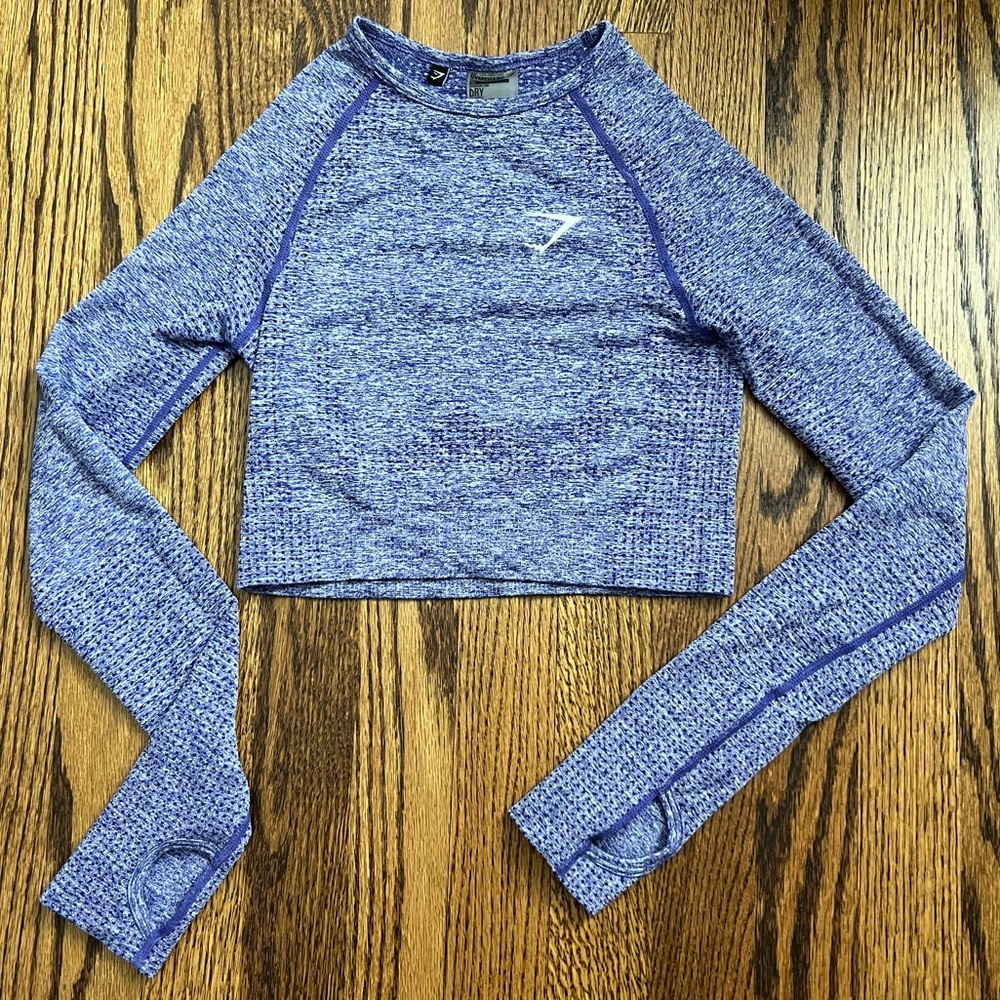 Women's Purple GymShark Flex Long Sleeve Crop Top